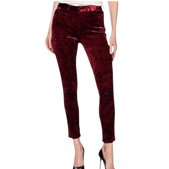 Joe’s Jeans The Charlie High Rise Pants Burgundy Velour High Rise Pants Size 23
